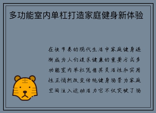 多功能室内单杠打造家庭健身新体验