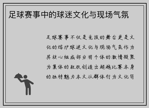 足球赛事中的球迷文化与现场气氛